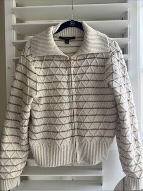 Marc New York Cream Quilted-Teddy Zip Front Jacket